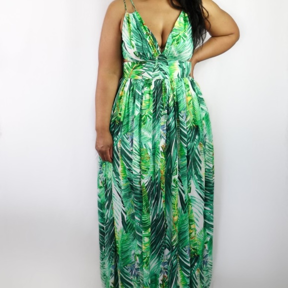 Aloha Green Floral Maxi Dress - Picture 4 of 5